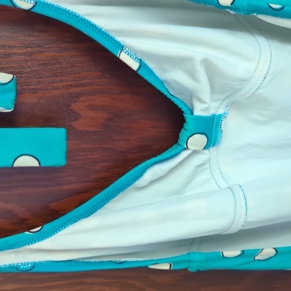 J. Crew Blue with White Polka Dot Halter One Piece Swimsuit Size 14 - Picture 7 of 10